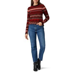 R-68. Joseph Red Print Crewneck Sweater Small